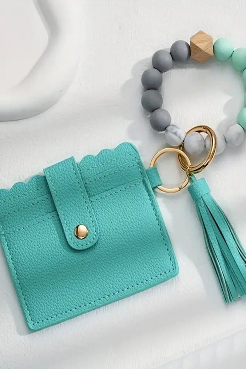 Card Wristlet Wallet with Beaded Tassel Bracelet Keychain - Lavender Hills BeautyLavender Hills BeautyU - 264 - MNT