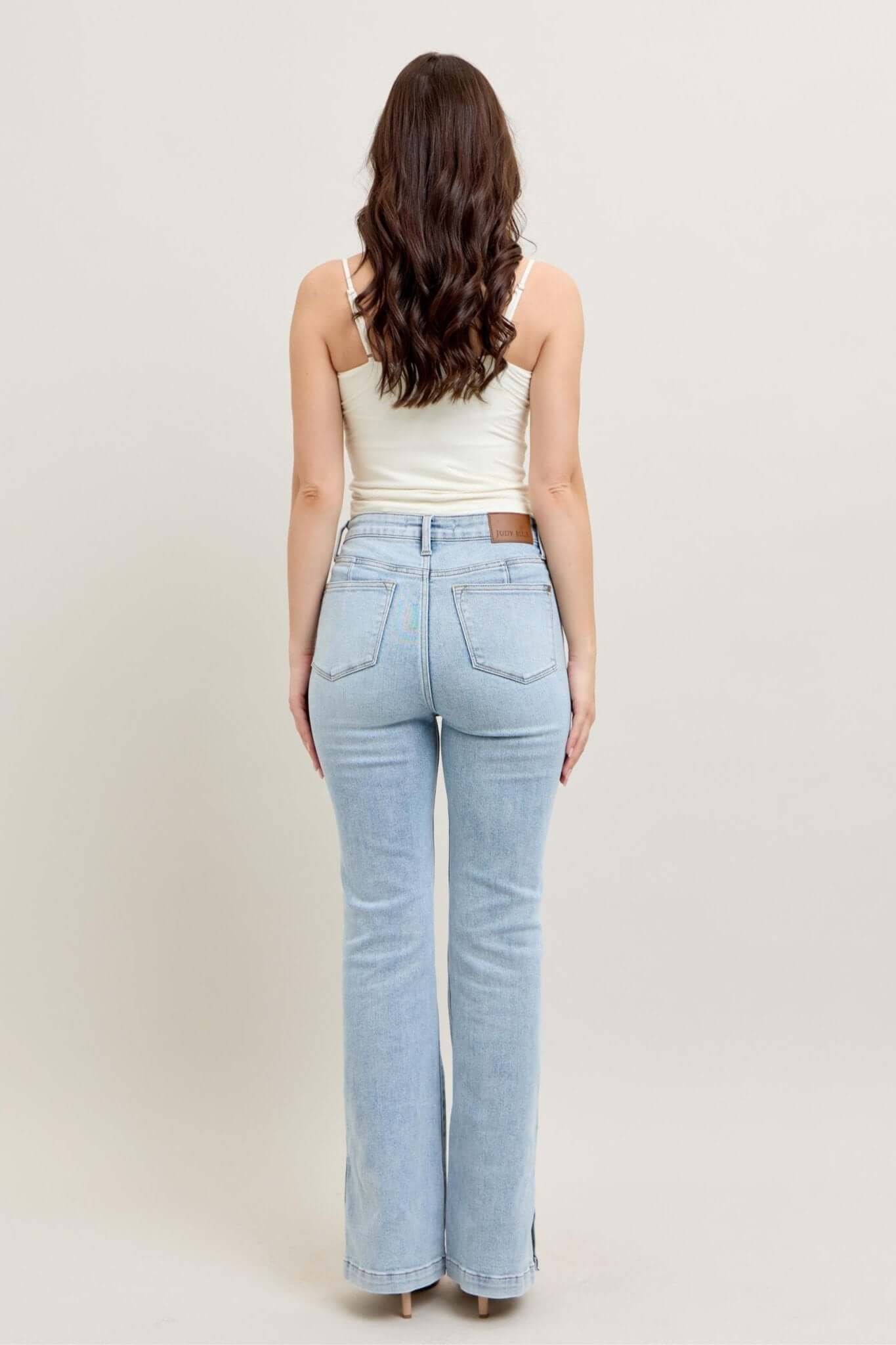 Judy Blue Vintage Wash Tummy Control Side Slit Slim Bootcut Jeans - Lavender Hills BeautyJudy Blue88951REG - 0(24)