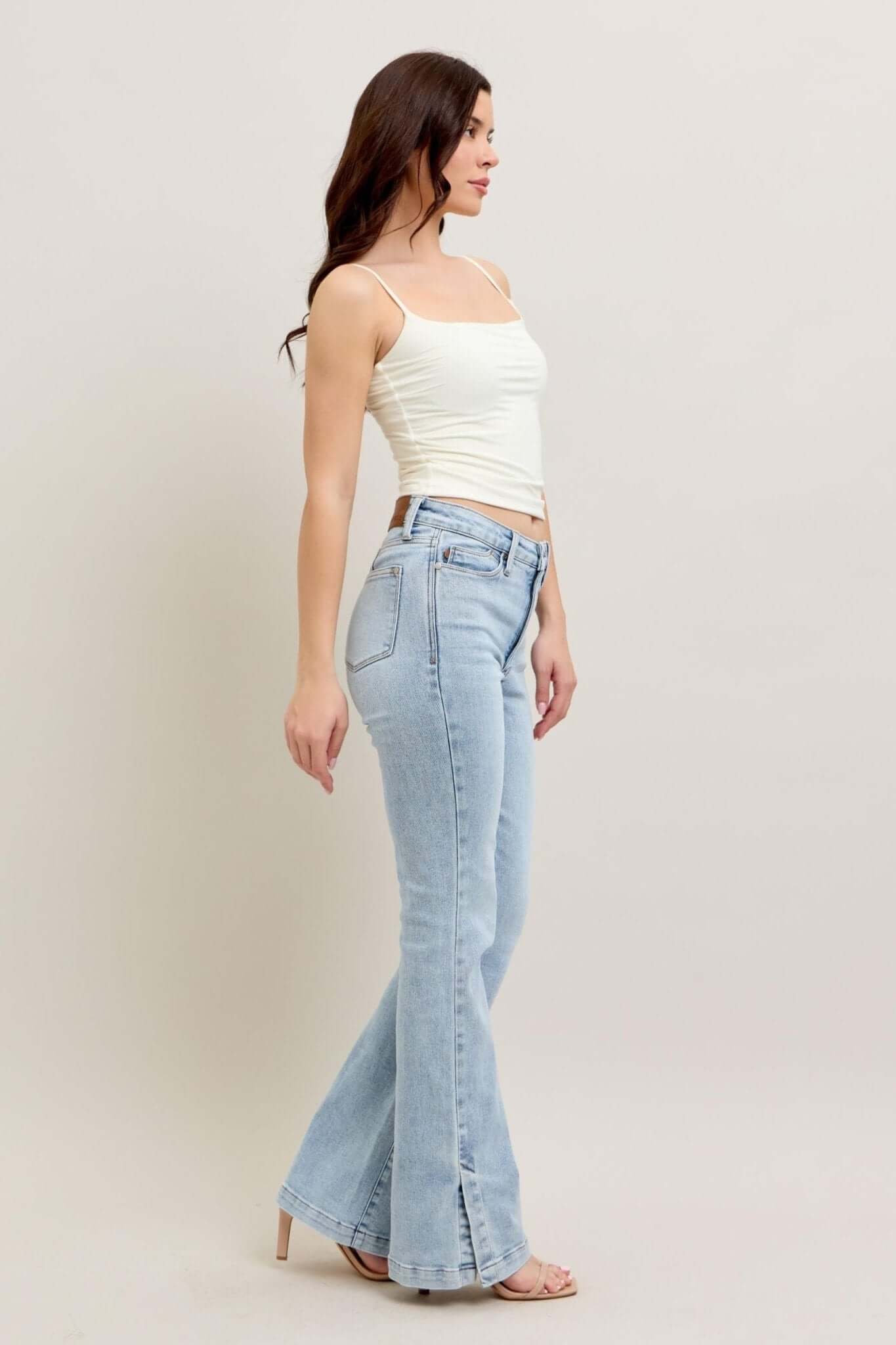 Judy Blue Vintage Wash Tummy Control Side Slit Slim Bootcut Jeans - Lavender Hills BeautyJudy Blue88951REG - 0(24)