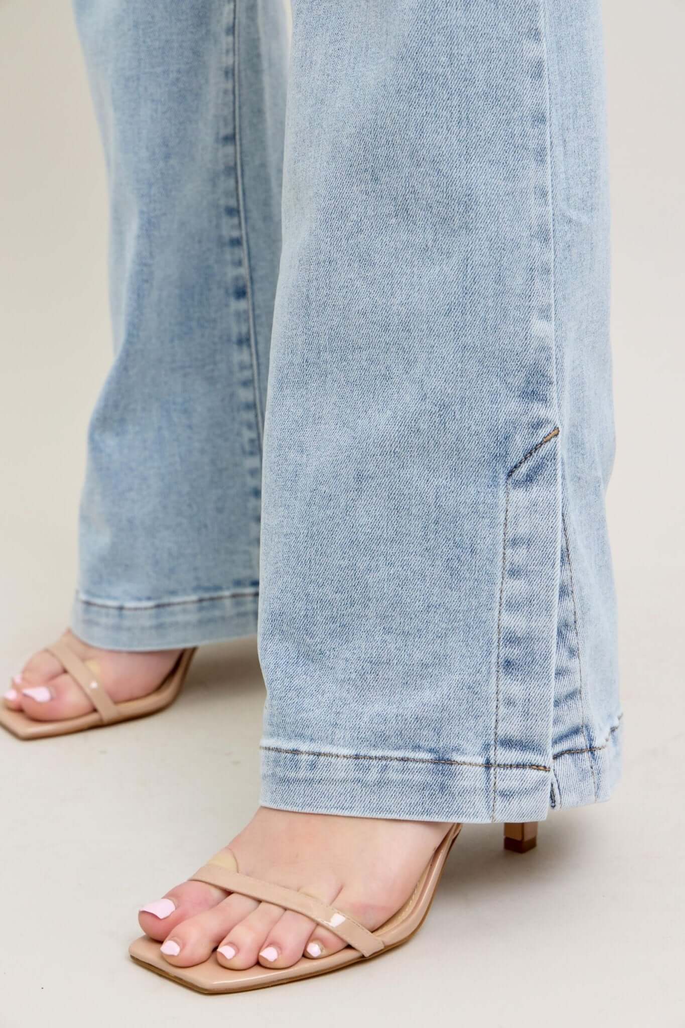 Judy Blue Vintage Wash Tummy Control Side Slit Slim Bootcut Jeans - Lavender Hills BeautyJudy Blue88951REG - 0(24)