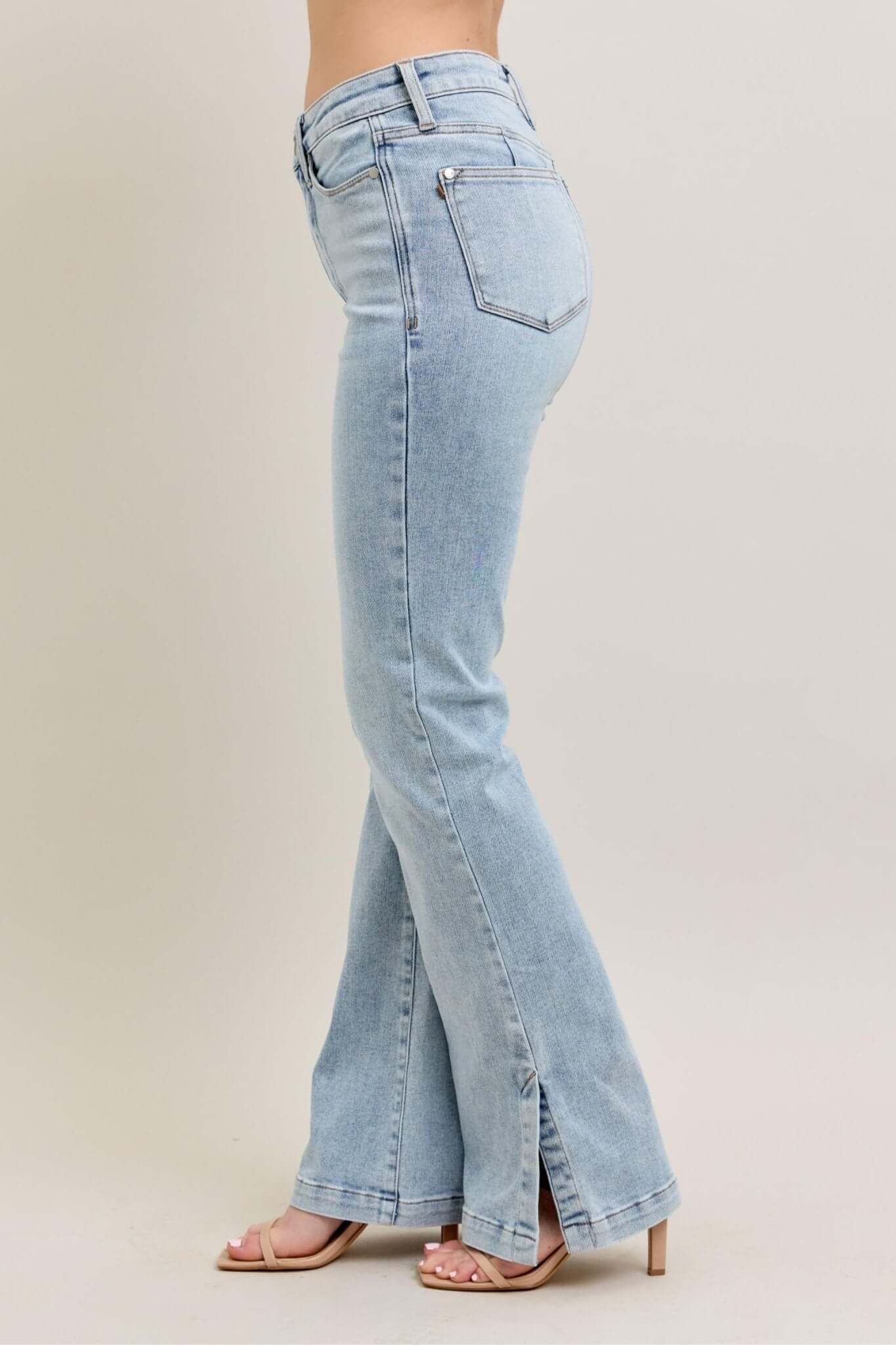Judy Blue Vintage Wash Tummy Control Side Slit Slim Bootcut Jeans - Lavender Hills BeautyJudy Blue88951REG - 0(24)