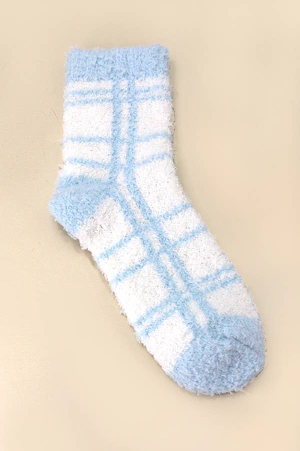 Plaid Fuzzy Fleece Socks - Lavender Hills BeautyJosslyn by Wall to Wall40S02050-LTBLU