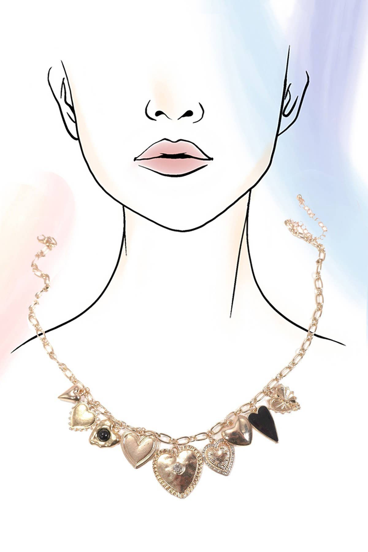 Bold Heart Charm Gold Necklace - Lavender Hills BeautyJosslyn by Wall to Wall80N1300