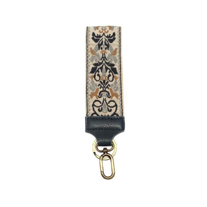Navy Floral Filigree Wristlet Keychain Strap - Lavender Hills BeautyJoy SusanLK009 - 07G