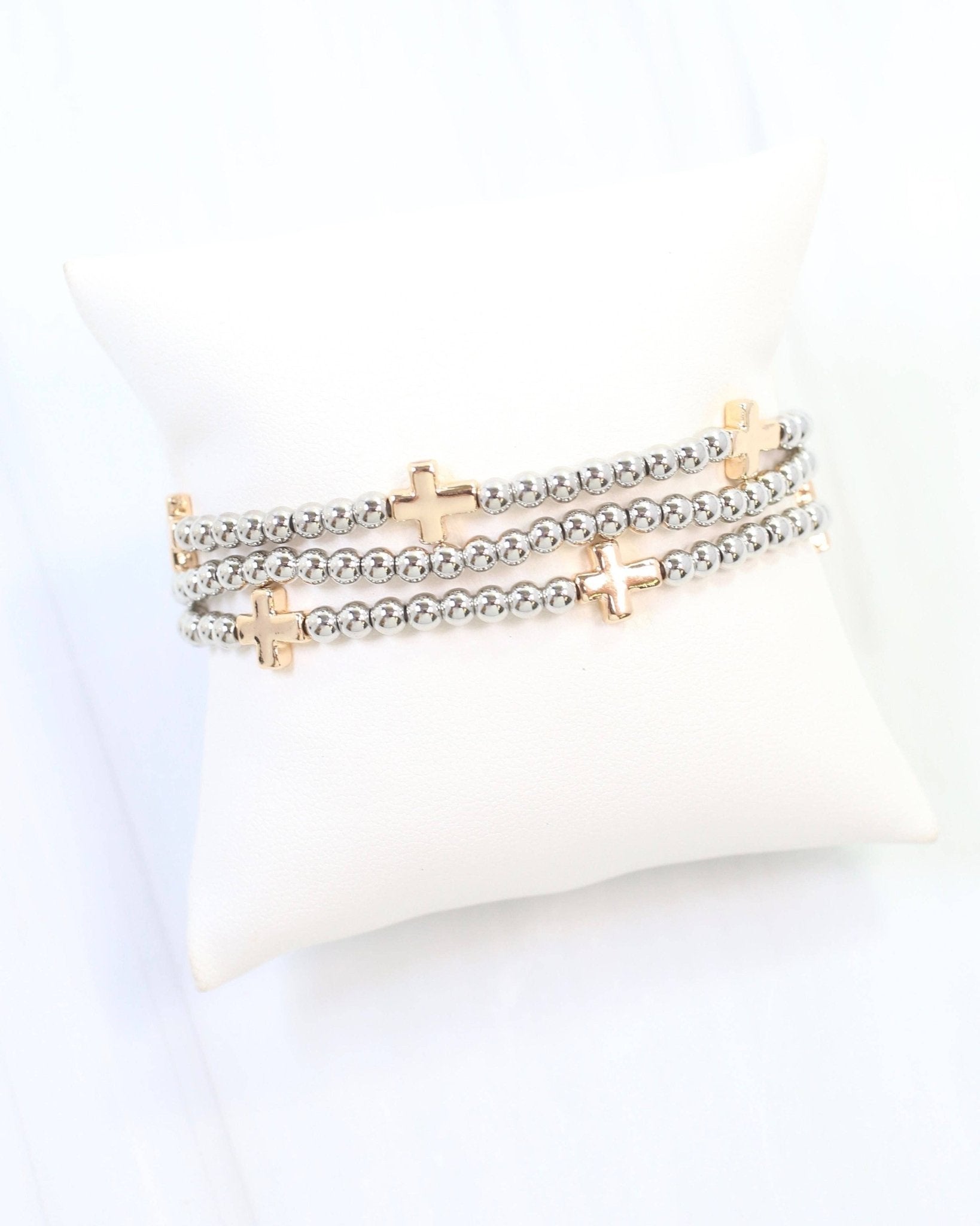 Milano Cross 3 Bracelet Set Gold Silver - Lavender Hills BeautyCaroline HillB38827-GOLD SILVER