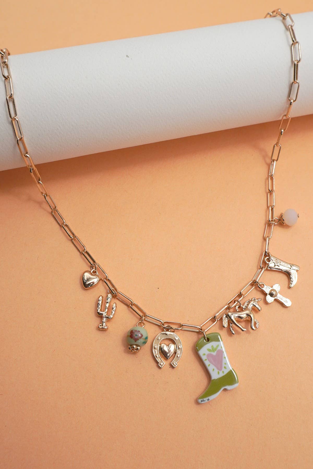 Western Boot & Horse Gold Charm Necklace - Lavender Hills BeautyJosslyn by Wall to Wall80N91803
