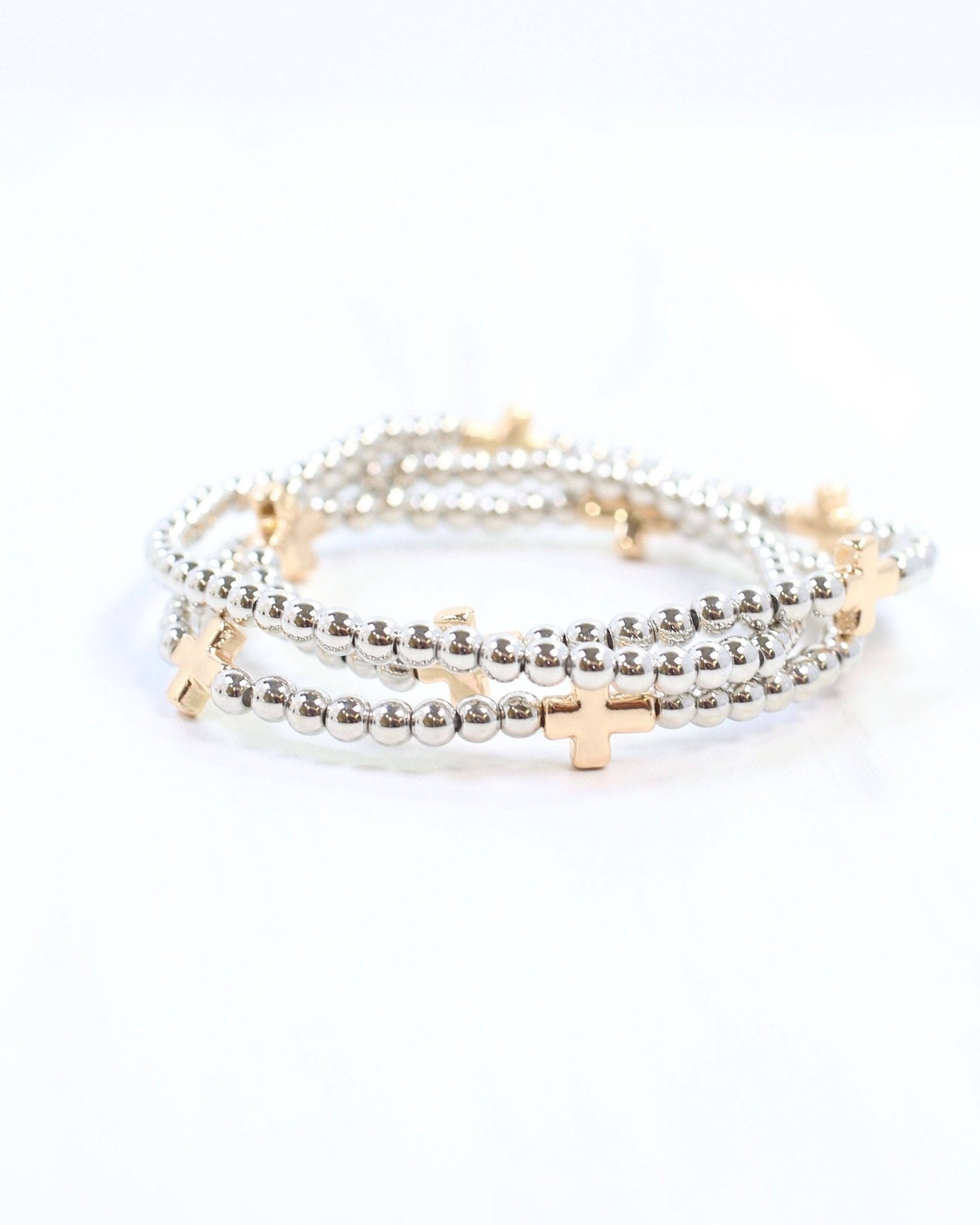 Milano Cross 3 Bracelet Set Gold Silver - Lavender Hills BeautyCaroline HillB38827-GOLD SILVER