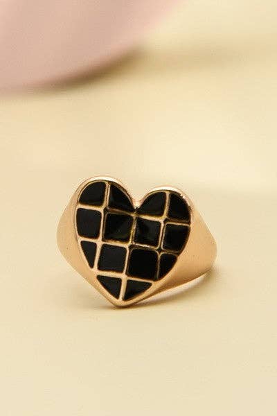 CHECKERBOARD HEART RING | 31R22005 - Lavender Hills BeautyJOSSLYN by wall to wall31R22005