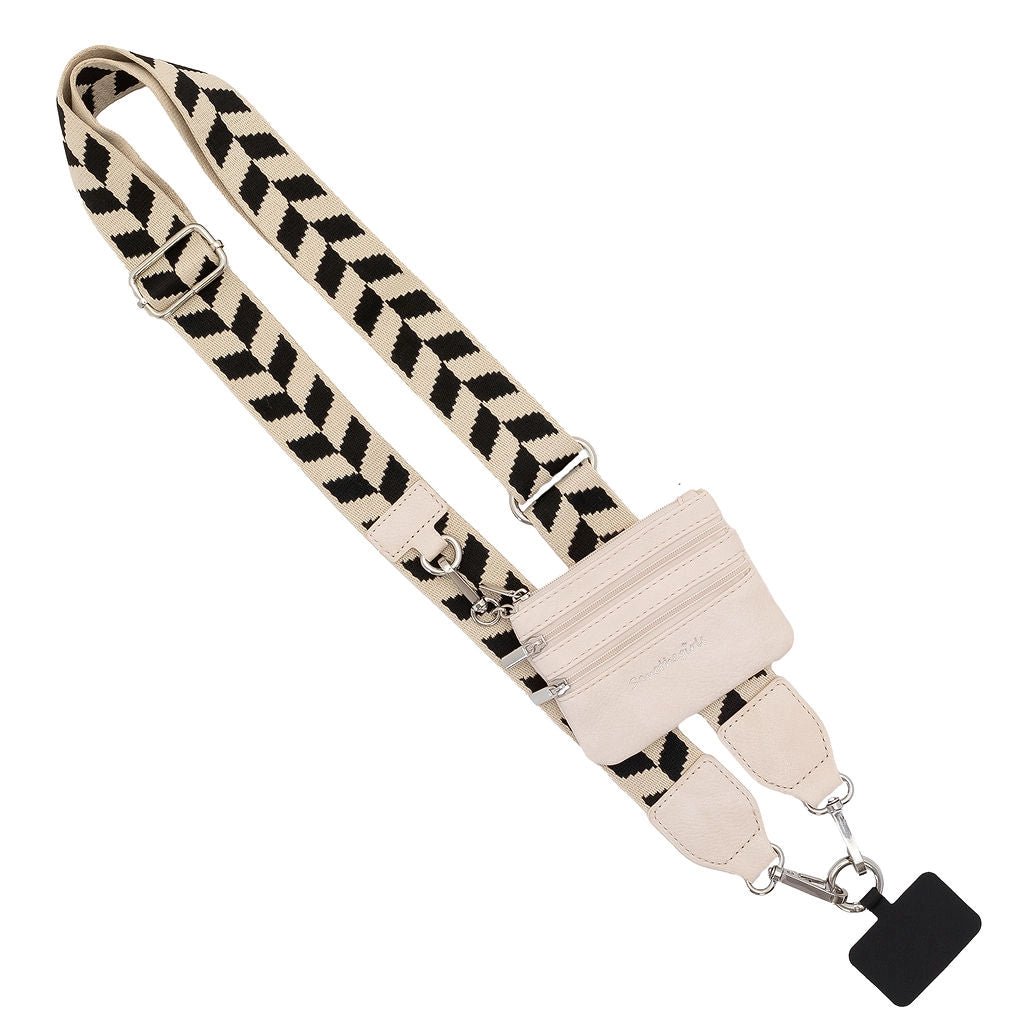 Clip & Go Strap with Zippered Classic Pouch - Black/Cream Chevron - Lavender Hills BeautySave The GirlsCG-1004CV