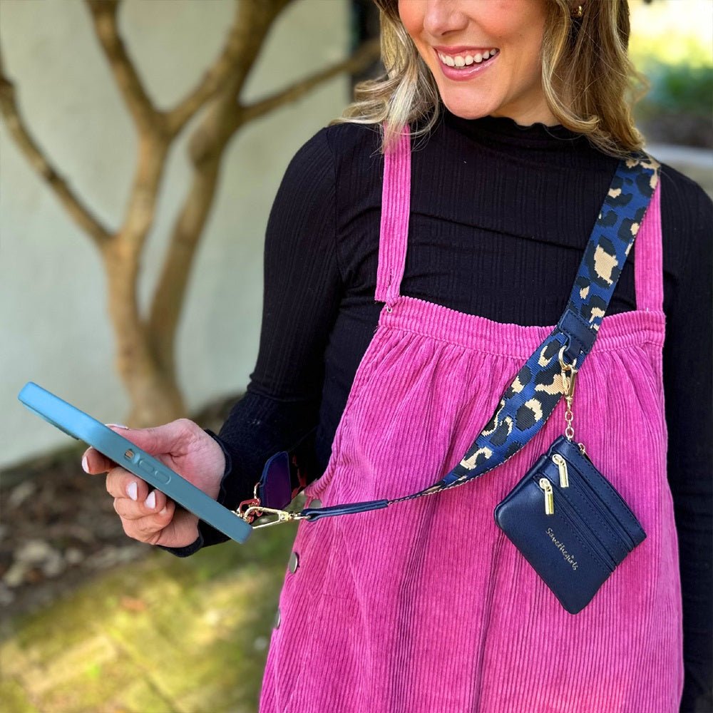 Clip & Go Strap with Pouch - Navy/Brown Leopard - Lavender Hills BeautySave The GirlsCG-1019NL