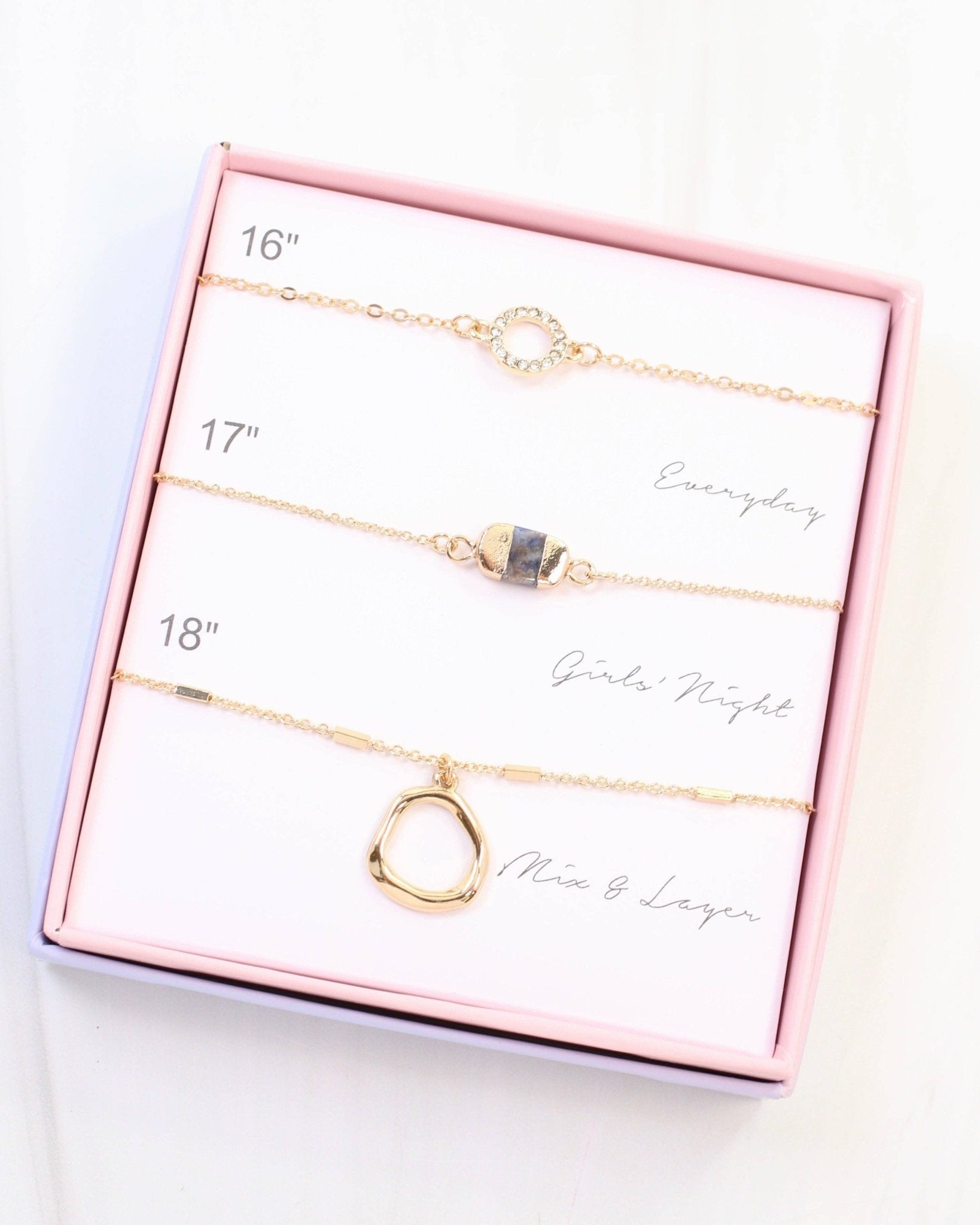 Underwood 3 Necklace Set Gold - Lavender Hills BeautyCaroline HillN40096-GOLD