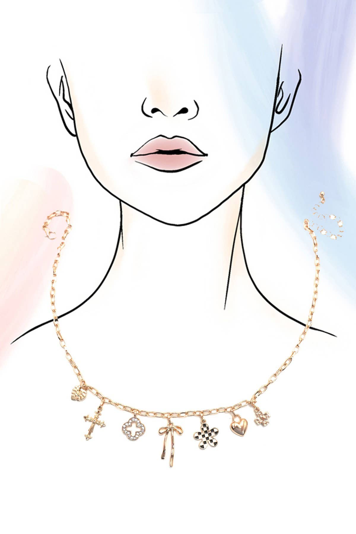 Little Treasures Charm Gold Necklace - Lavender Hills BeautyJOSSLYN by wall to wall80N91987