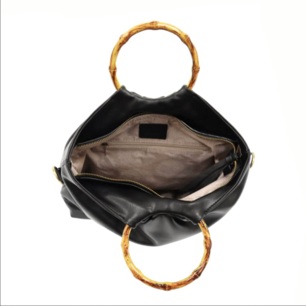 Bamboo Handle Foldover Handbag Purse - Lavender Hills BeautyJoy SusanL8084-26