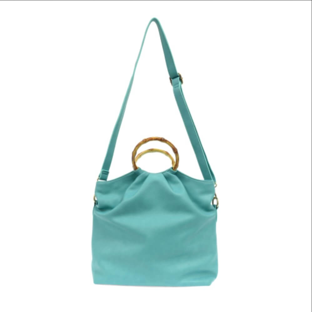 Bamboo Handle Foldover Handbag Purse - Lavender Hills BeautyJoy SusanL8084-26