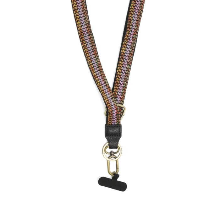 Black Multi Striped Adjustable Lanyard - Lavender Hills BeautyJoy SusanLL006 - 00
