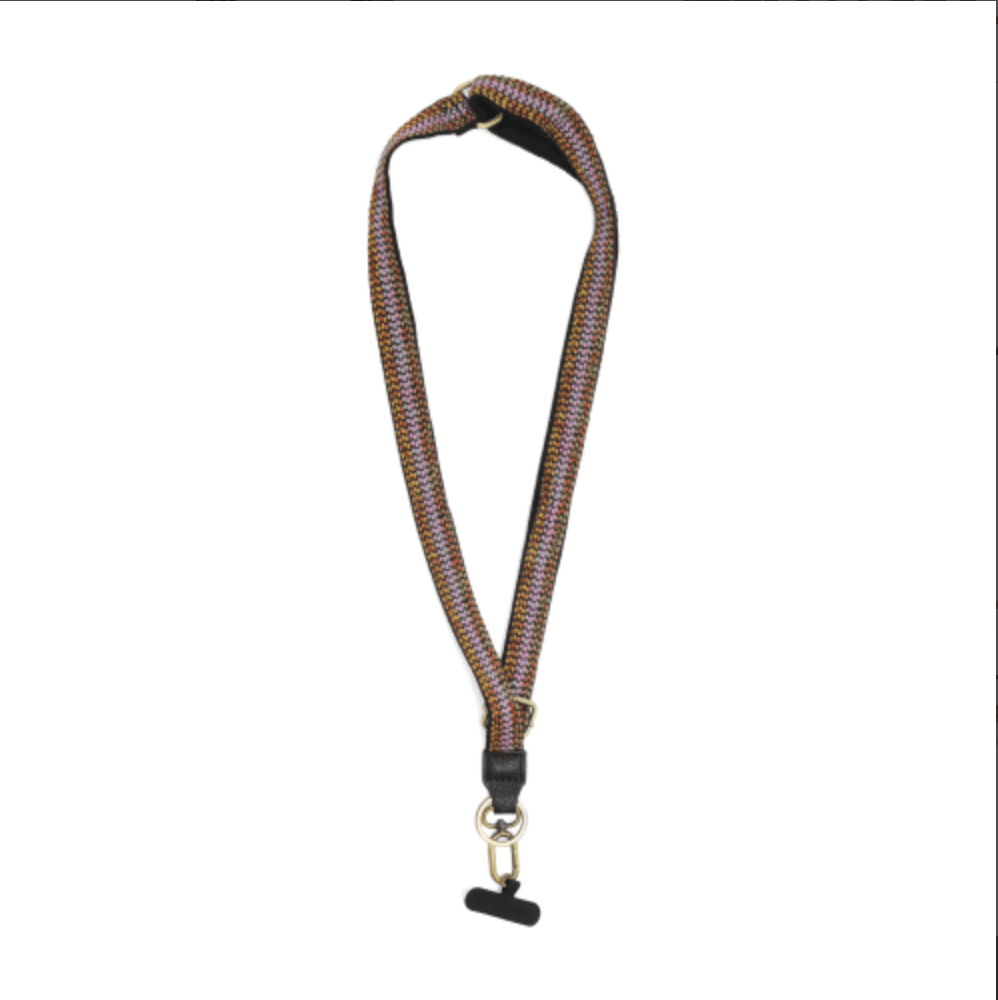 Black Multi Striped Adjustable Lanyard - Lavender Hills BeautyJoy SusanLL006 - 00