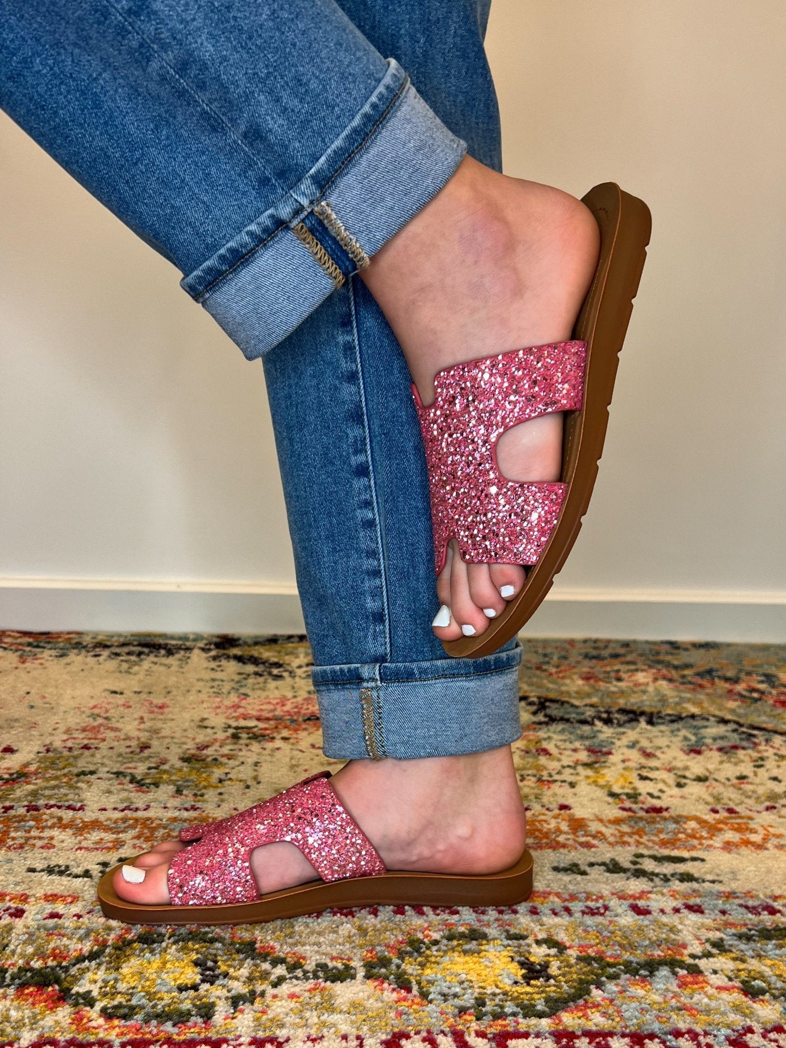 Bogalusa Slide Sandal - Pink Chunky Glitter - Lavender Hills BeautyCorkys Footwear41-5114-PCGL-U-6