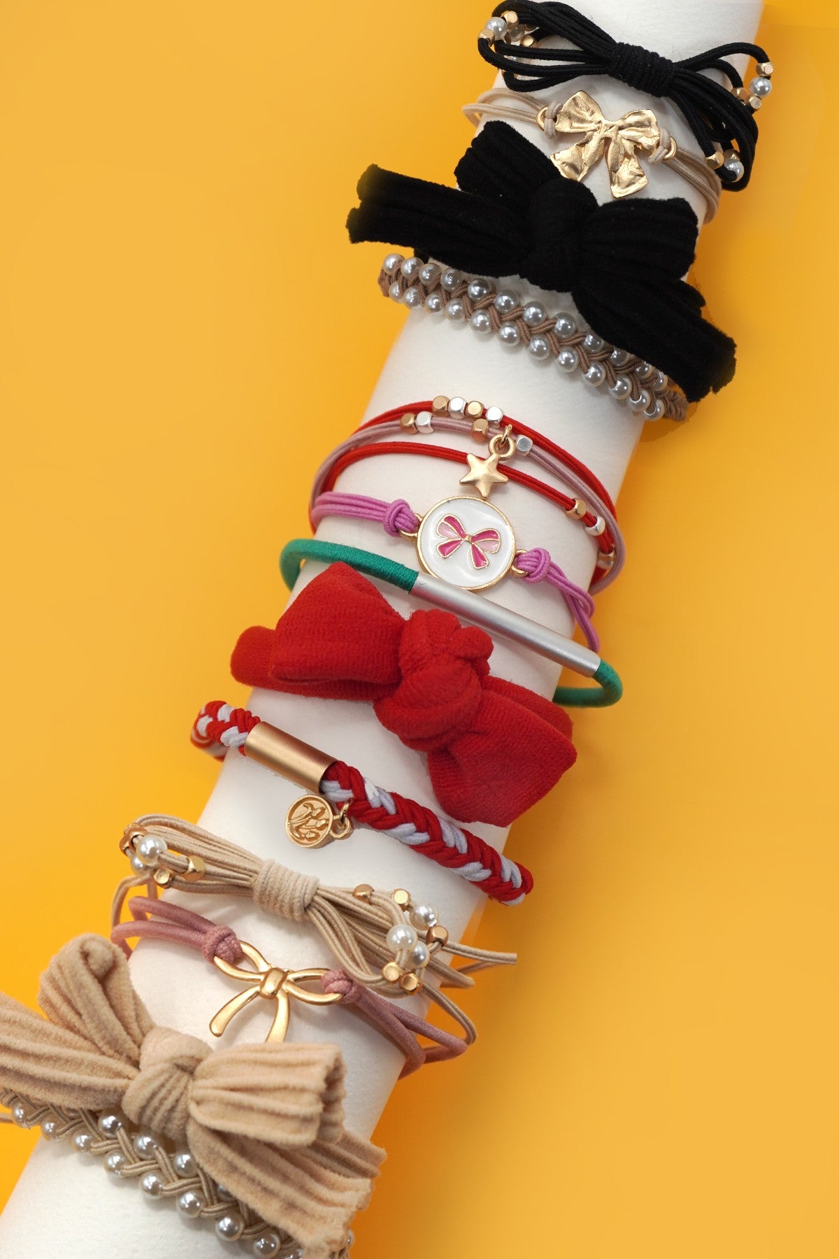 Boho Bow Stack Hair Tie & Bracelet Set