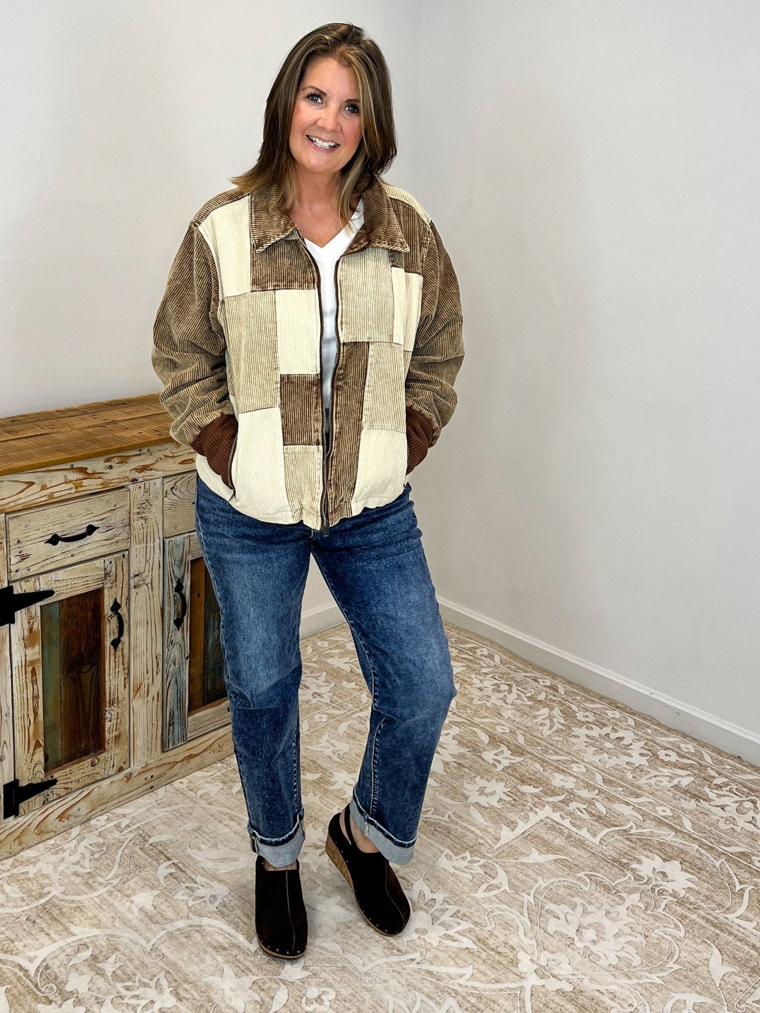 Cappuccino Colorblock Corduroy Jacket - Lavender Hills Beauty26 InternationalSP14212 - S