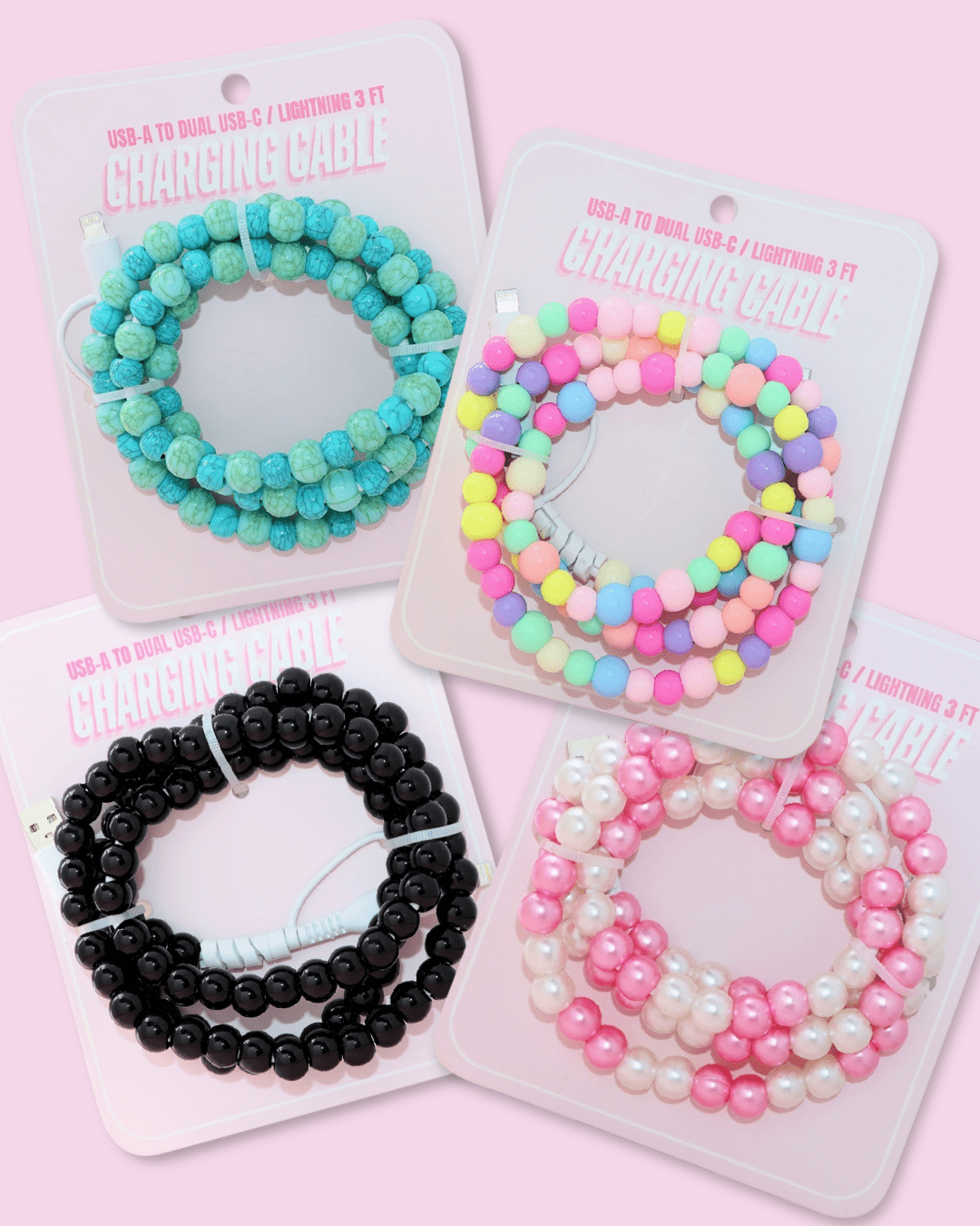 3 - in - 1 Fast Charging Cable – Universal USB - C & Lightning - Lavender Hills BeautyLavender Hills BeautyU-953B-1