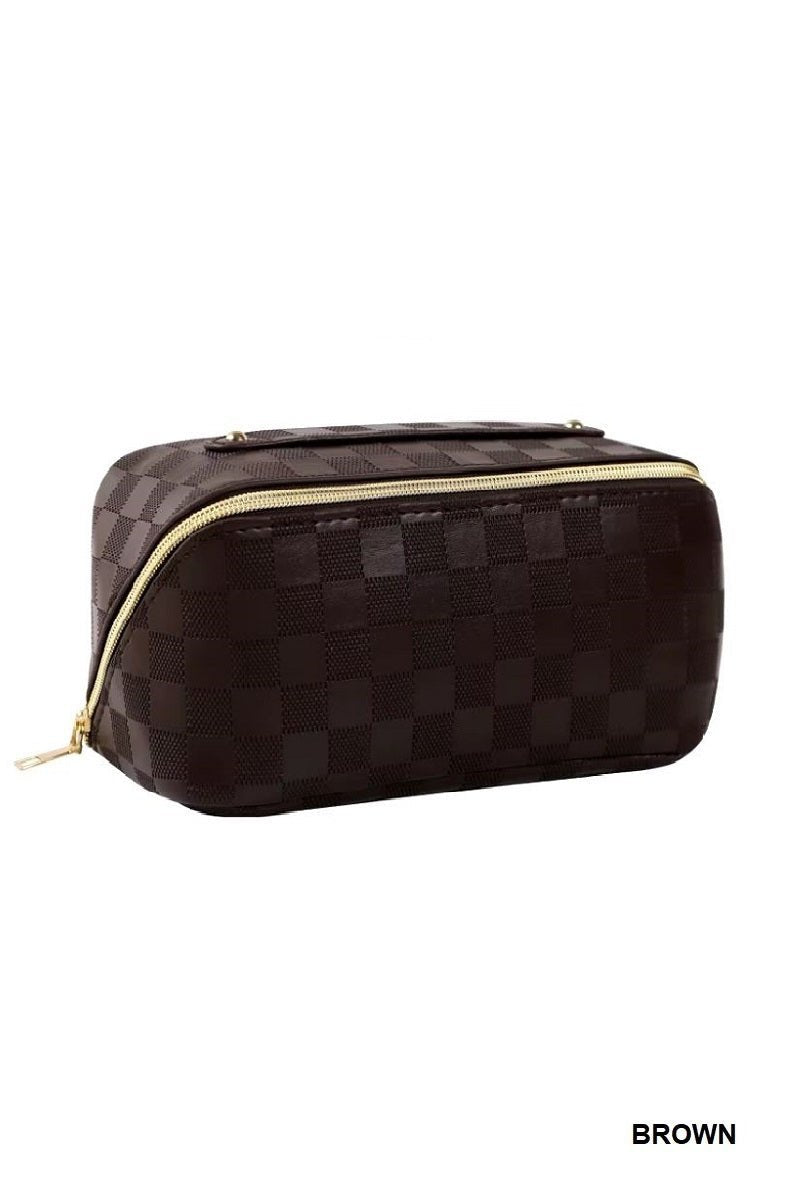 Checkered Cosmetic Makeup Bag Travel Case - Lavender Hills BeautyLavender Hills BeautyU-252-BLK