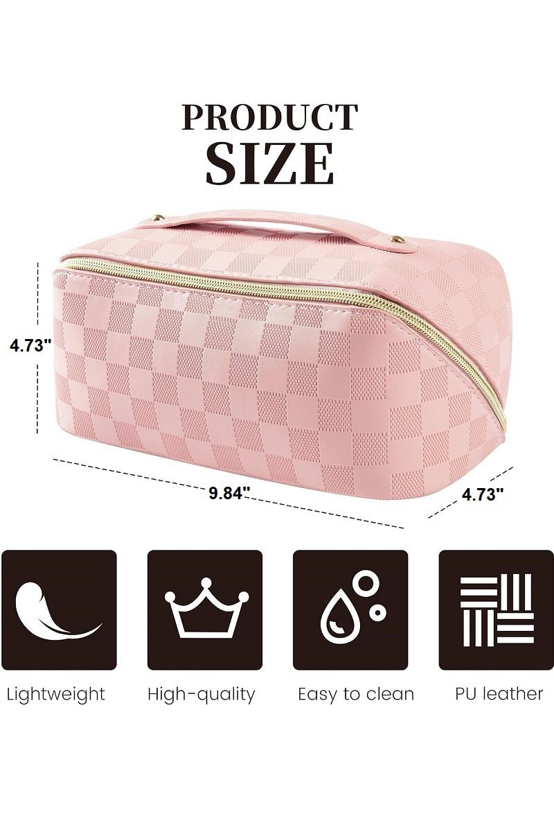 Checkered Cosmetic Makeup Bag Travel Case - Lavender Hills BeautyLavender Hills BeautyU-252-BLK