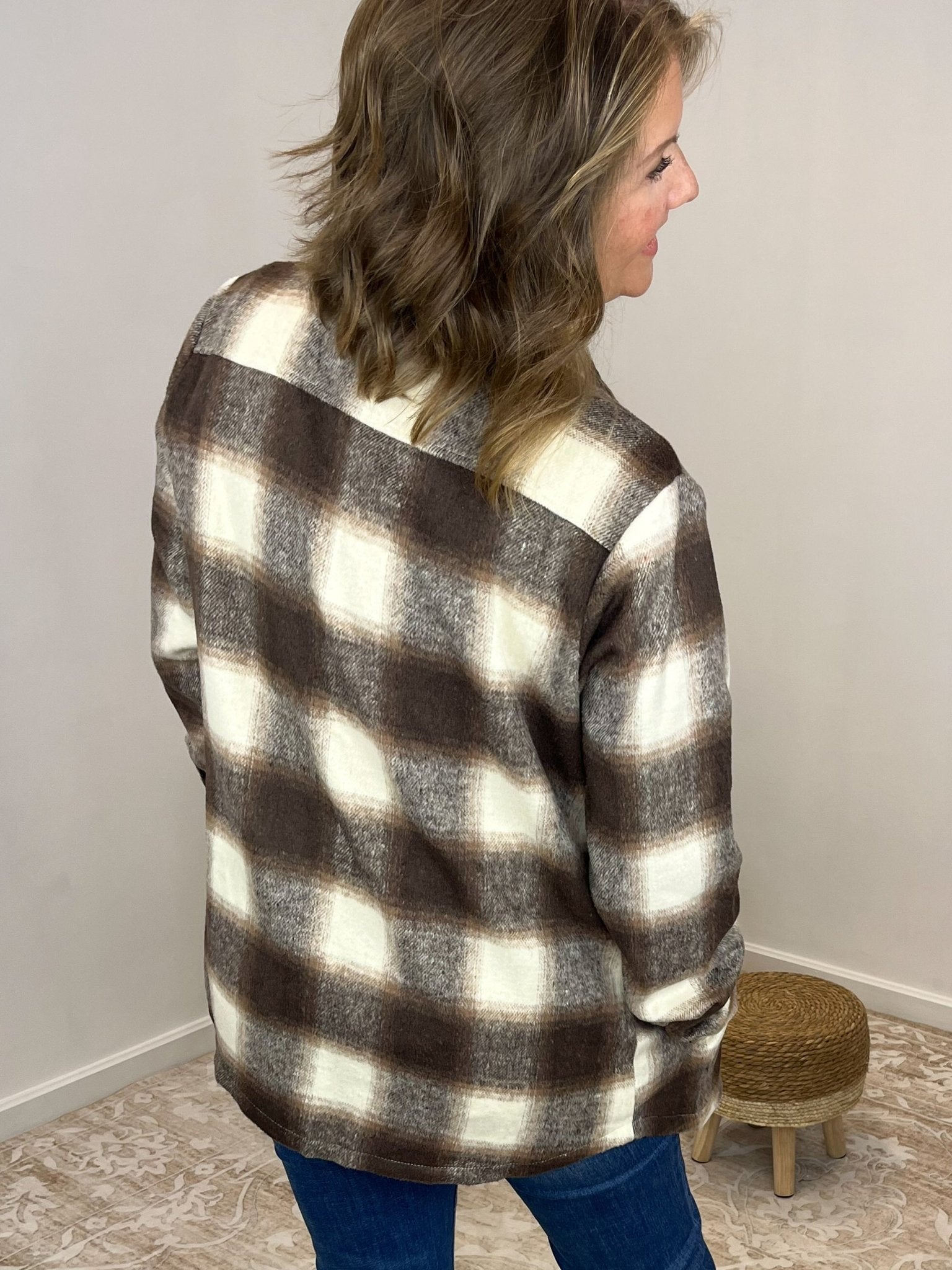 Ciderwood Button Down Flannel Shacket with Pockets - Lavender Hills BeautyBluivyK02559 - S