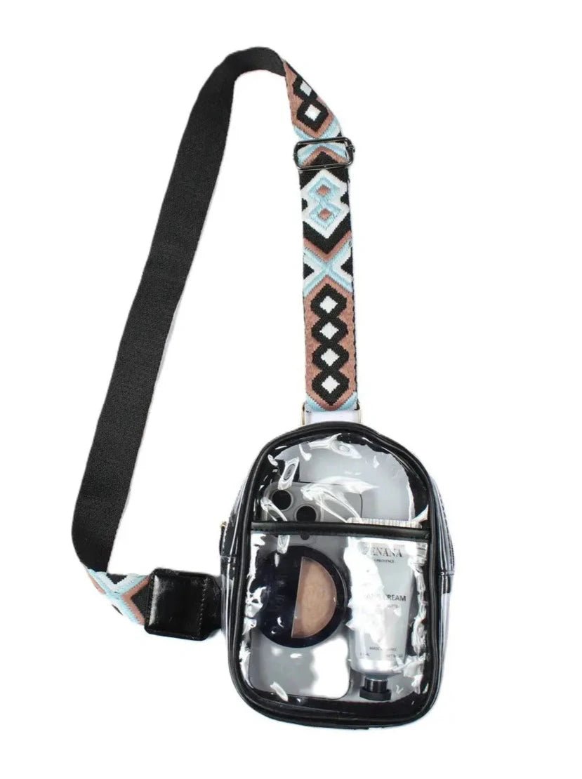 Clear Stadium Sling Bag with Guitar Strap - Lavender Hills BeautyLavender Hills Beauty