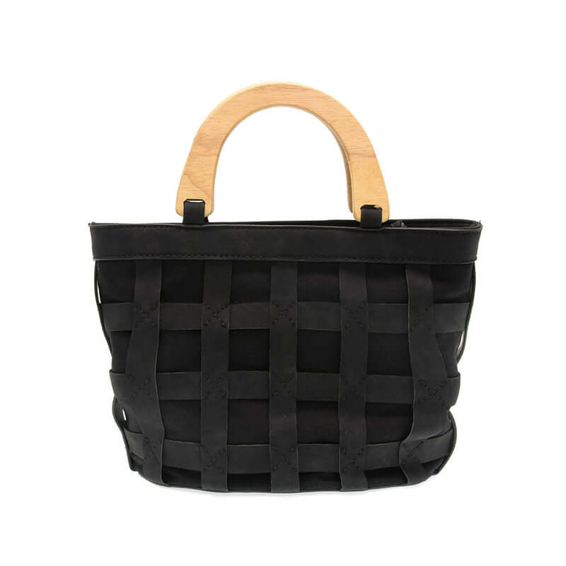 Cora Cage Wood Handle Crossody Handbag Purse Joy Susan