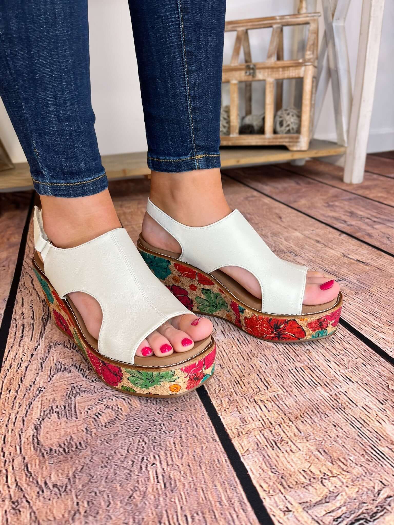 Corky's Footwear Freddie Wedge Sandal - White - Lavender Hills BeautyCorkys Footwear41 - 0189 - WHTE - 6