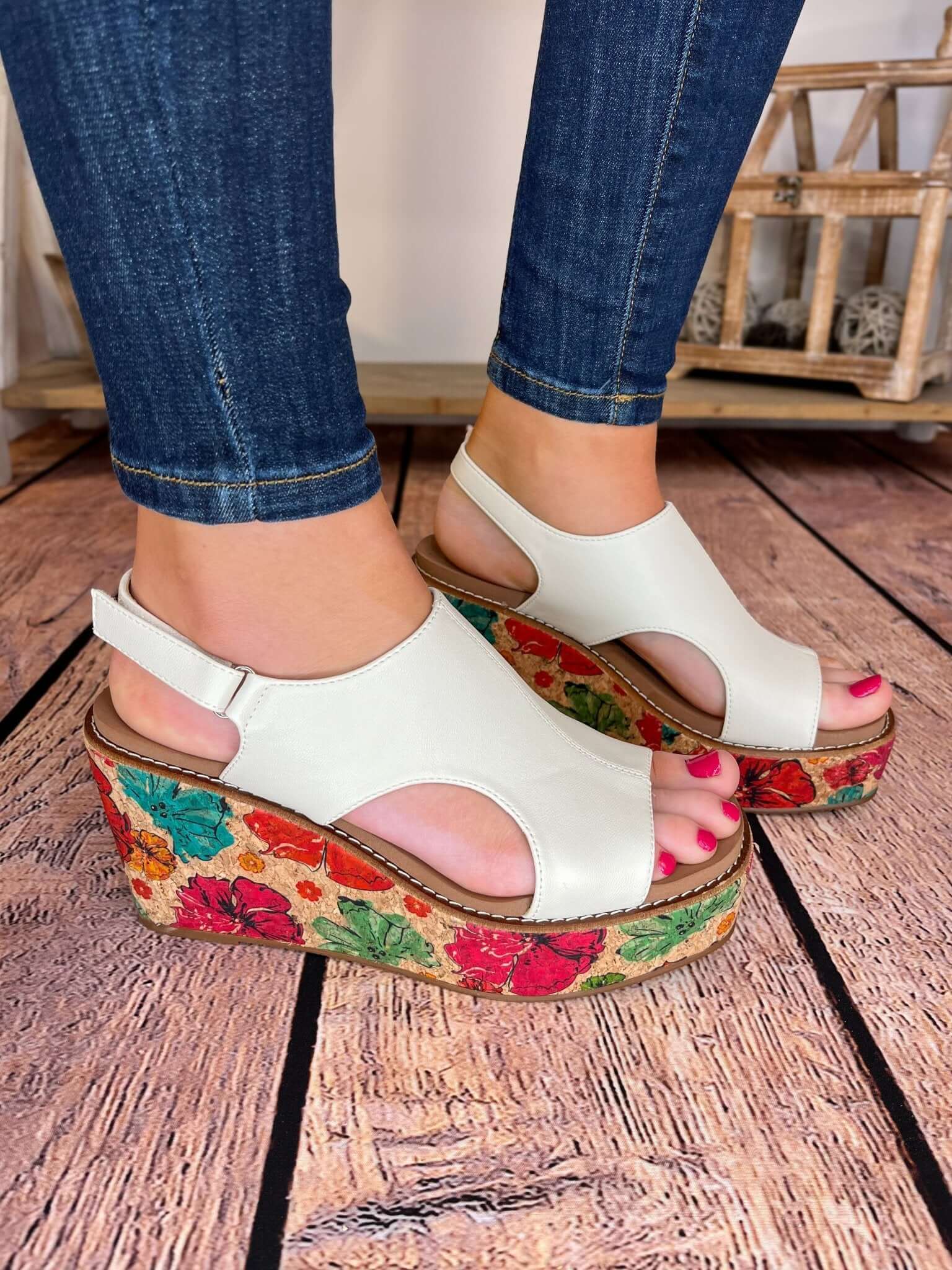 Corky's Footwear Freddie Wedge Sandal - White - Lavender Hills BeautyCorkys Footwear41 - 0189 - WHTE - 6