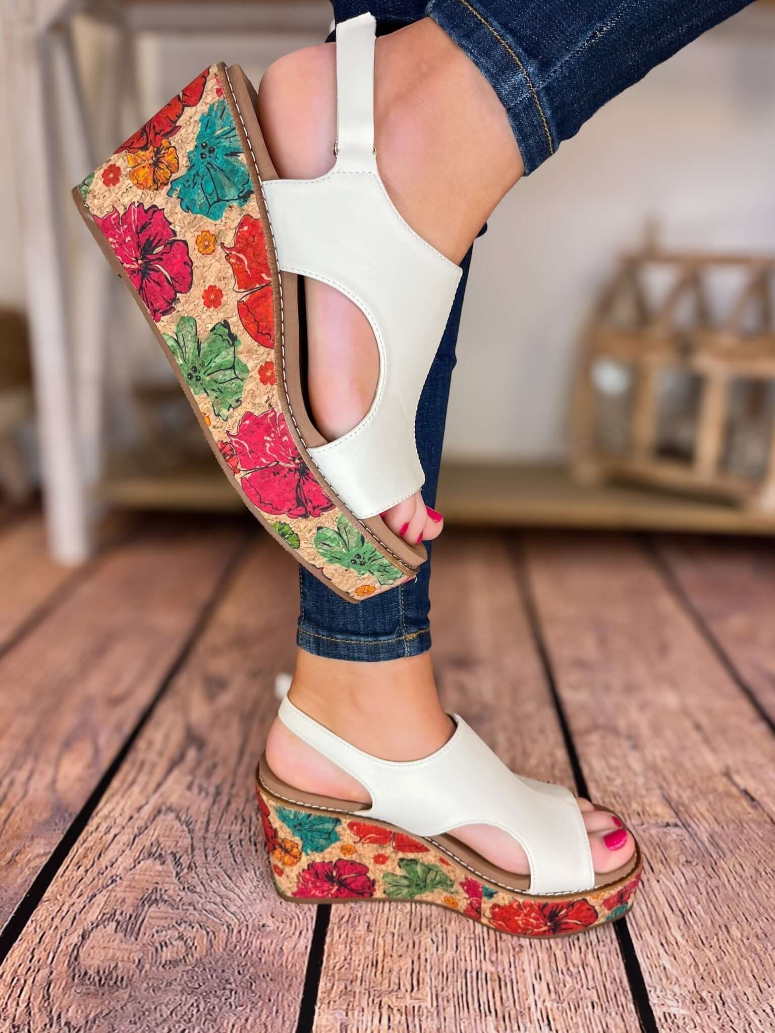 Corky's Footwear Freddie Wedge Sandal - White - Lavender Hills BeautyCorkys Footwear41 - 0189 - WHTE - 6