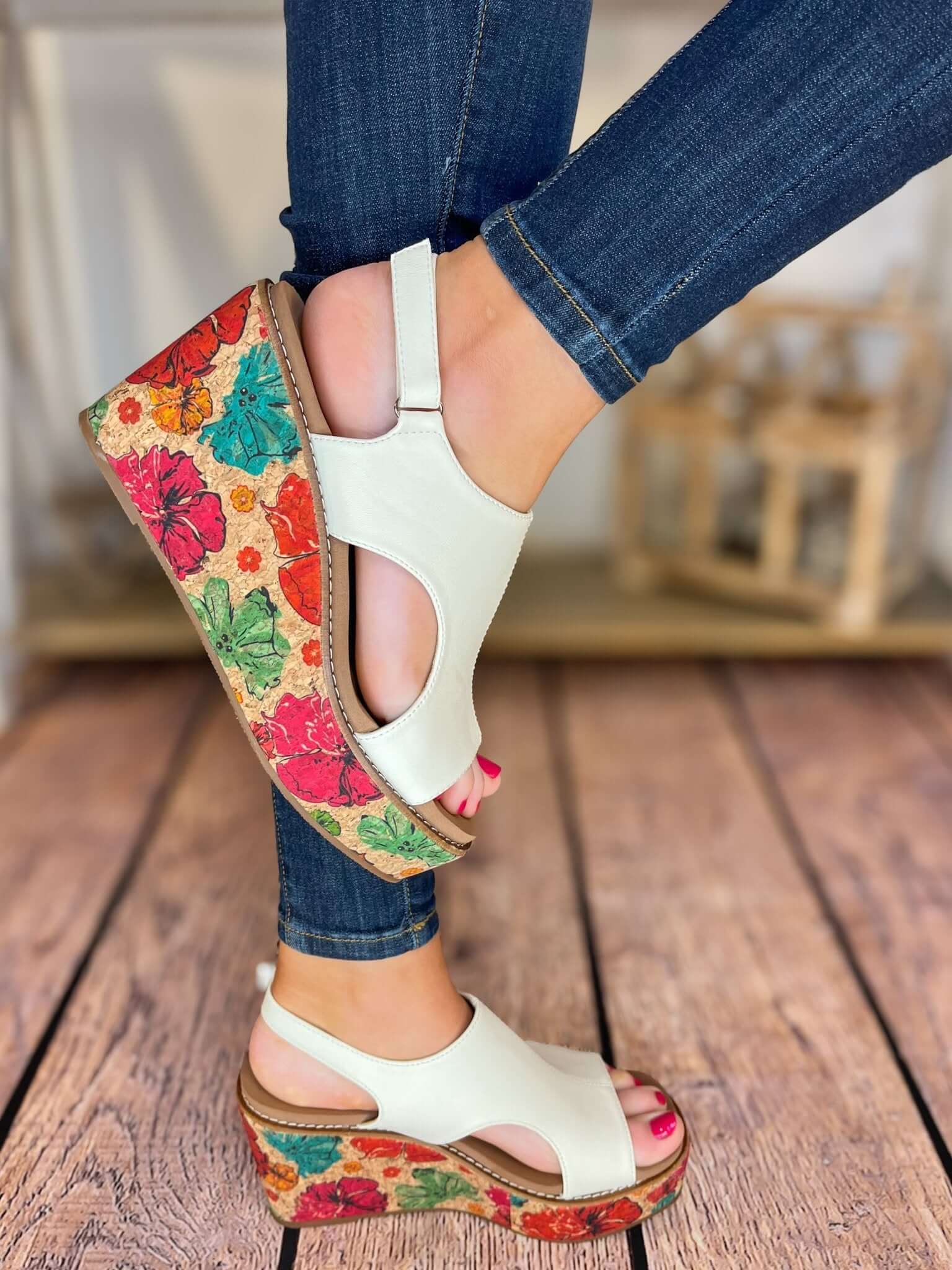 Corky's Footwear Freddie Wedge Sandal - White - Lavender Hills BeautyCorkys Footwear41 - 0189 - WHTE - 6