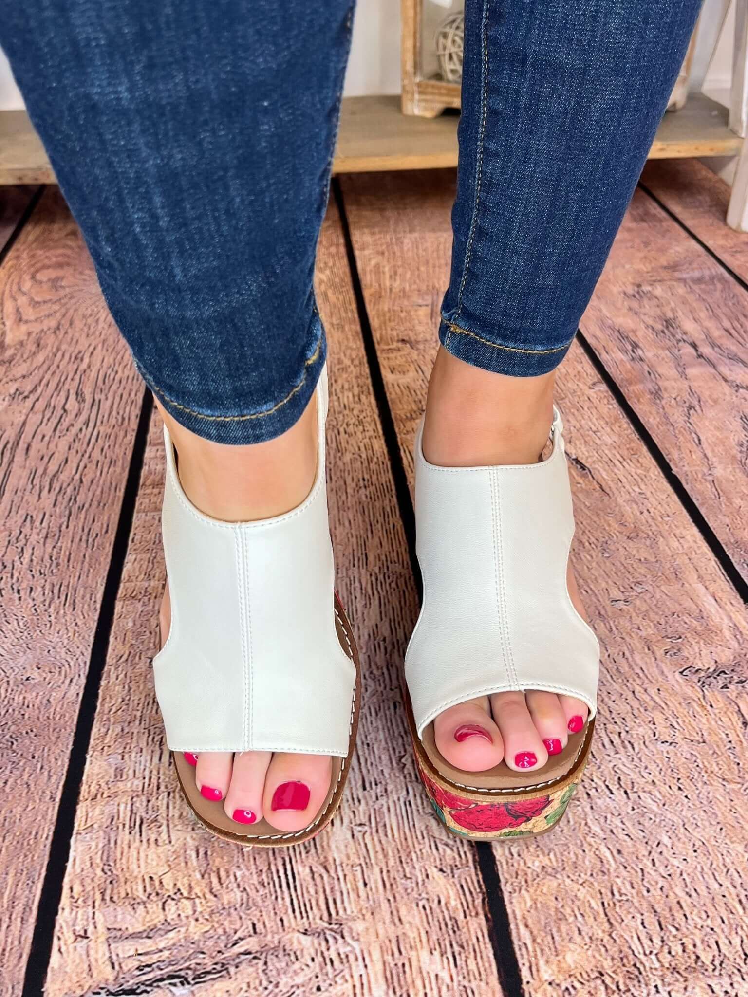 Corky's Footwear Freddie Wedge Sandal - White - Lavender Hills BeautyCorkys Footwear41 - 0189 - WHTE - 6