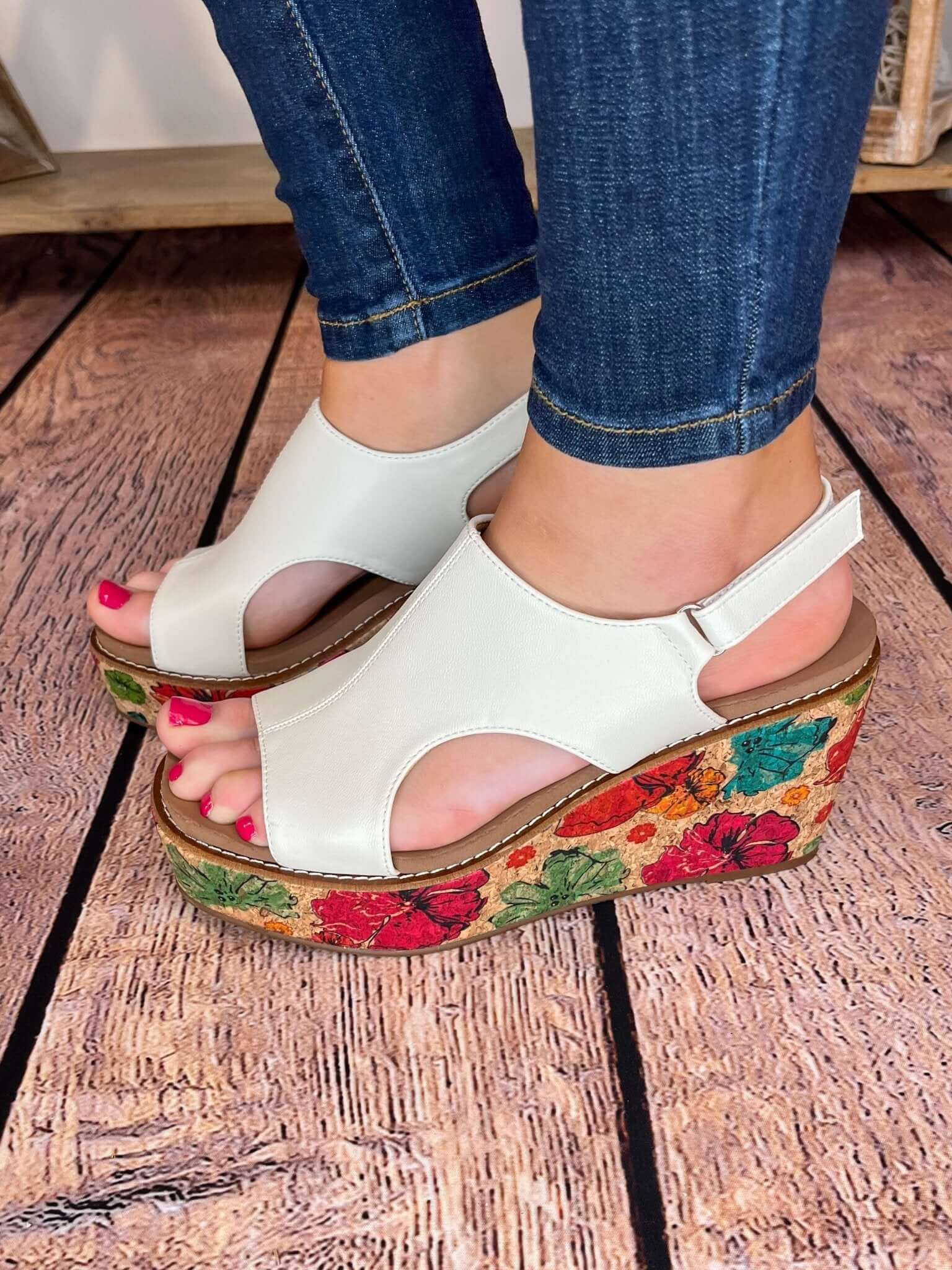 Corky's Footwear Freddie Wedge Sandal - White - Lavender Hills BeautyCorkys Footwear41 - 0189 - WHTE - 6