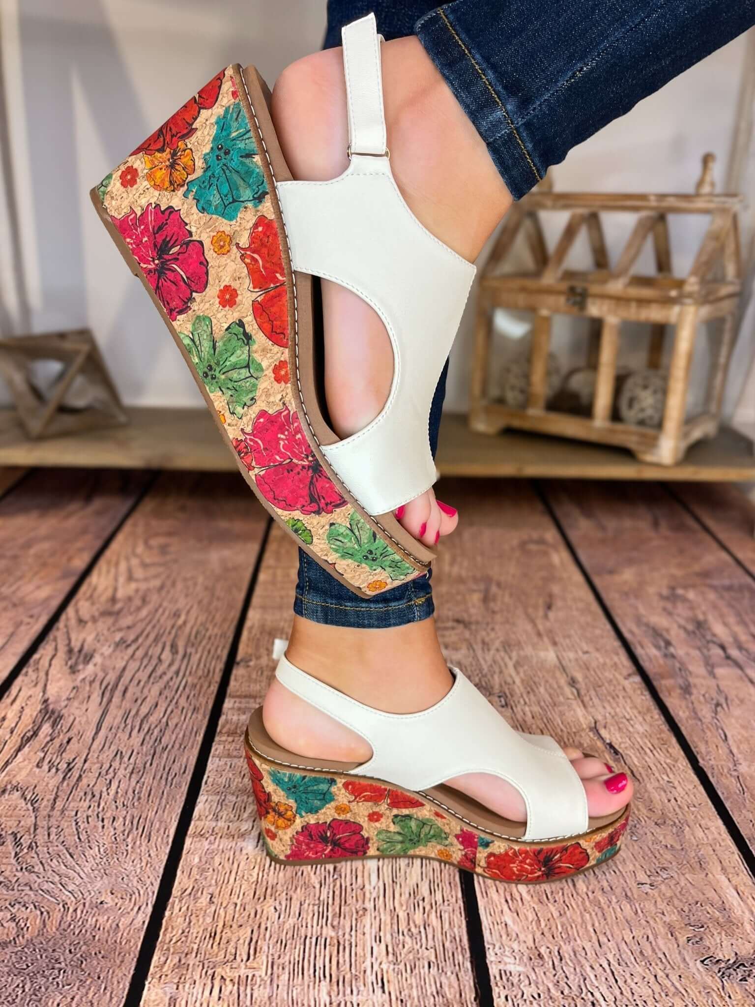 Corky's Footwear Freddie Wedge Sandal - White - Lavender Hills BeautyCorkys Footwear41 - 0189 - WHTE - 6