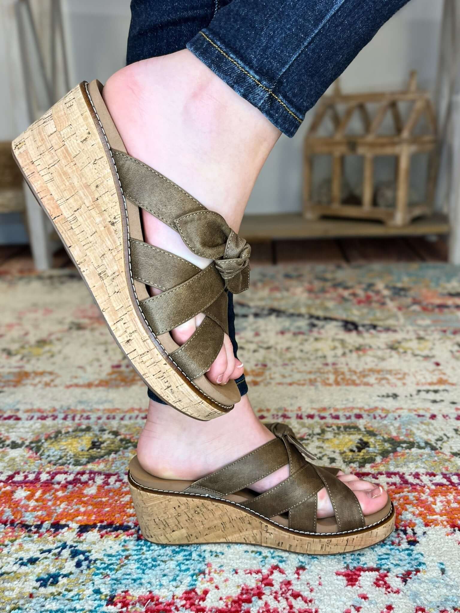 Corky's Footwear Bowdacious Wedge Sandal - Tan Oil - Lavender Hills BeautyCorkys Footwear41 - 0535 - TAOP - R - 6