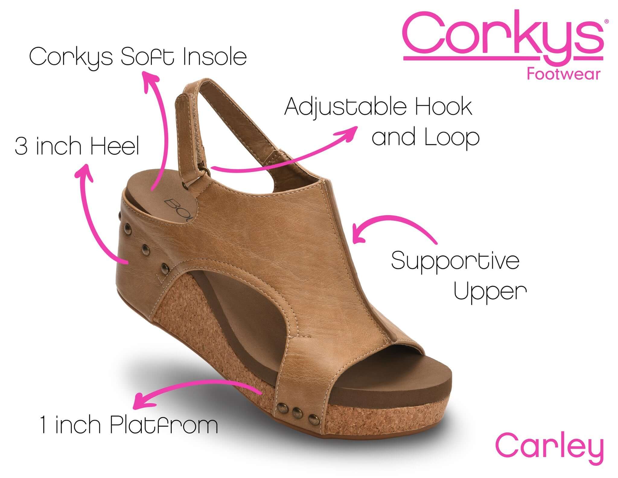 Corky's Footwear Carley Wedge Sandal - Taupe Oil with Studs Corkys Footwear