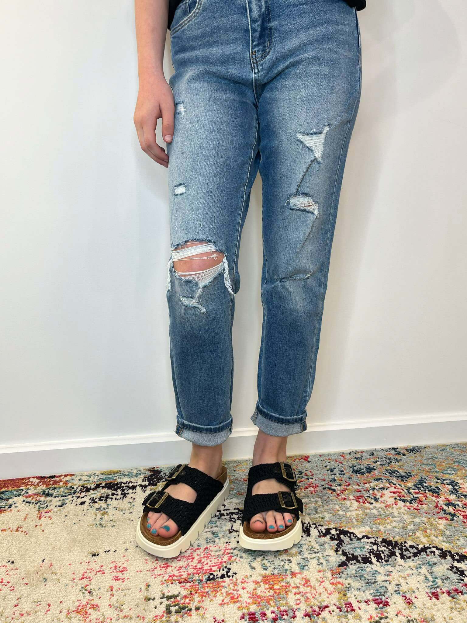 Rumor Has It Macrame Raised Slip-on Sandal - Black - Lavender Hills BeautyCorkys Footwear