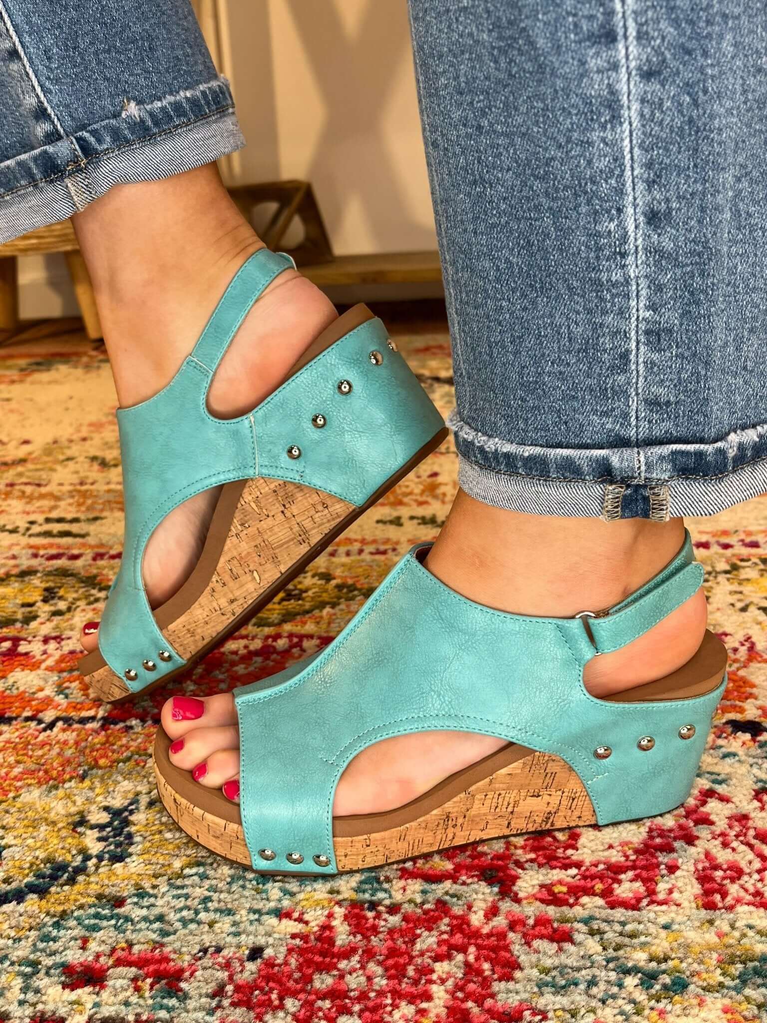 Corky's Footwear Carley Wedge Sandal - Teal - Lavender Hills BeautyCorkys Footwear30 - 5316 - TEAL - 6