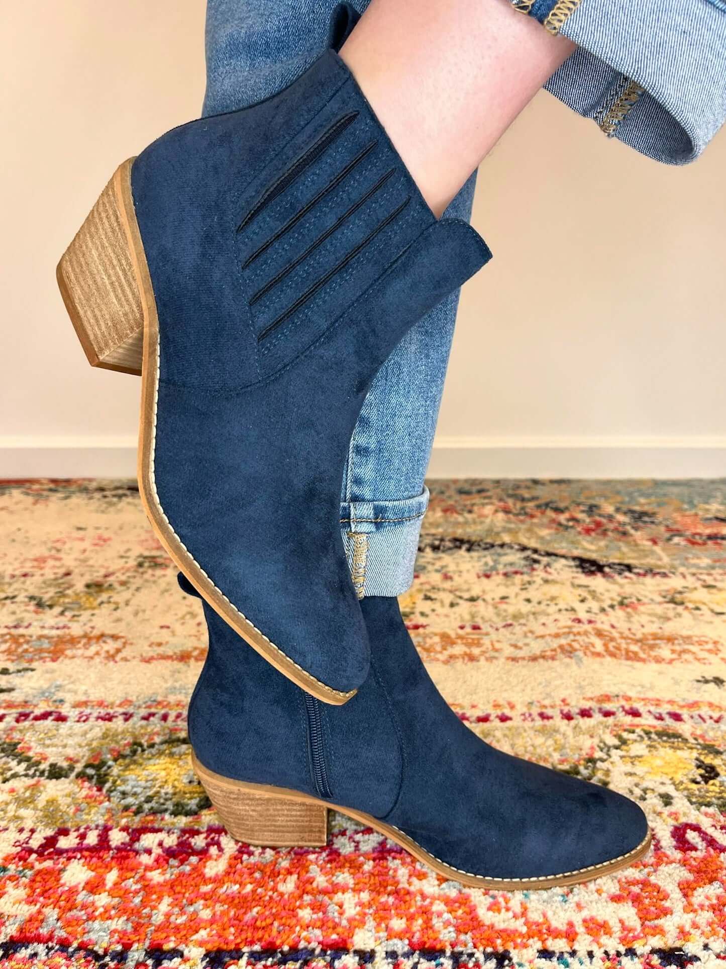 Corky's Footwear Potion Suede Bootie - Navy Corkys Footwear