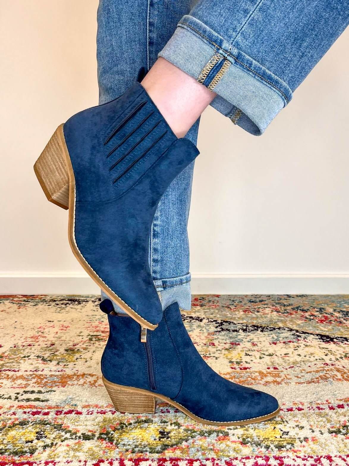 Potion Suede Bootie - Navy - Lavender Hills BeautyCorkys Footwear80-0042-NVSU-R-6