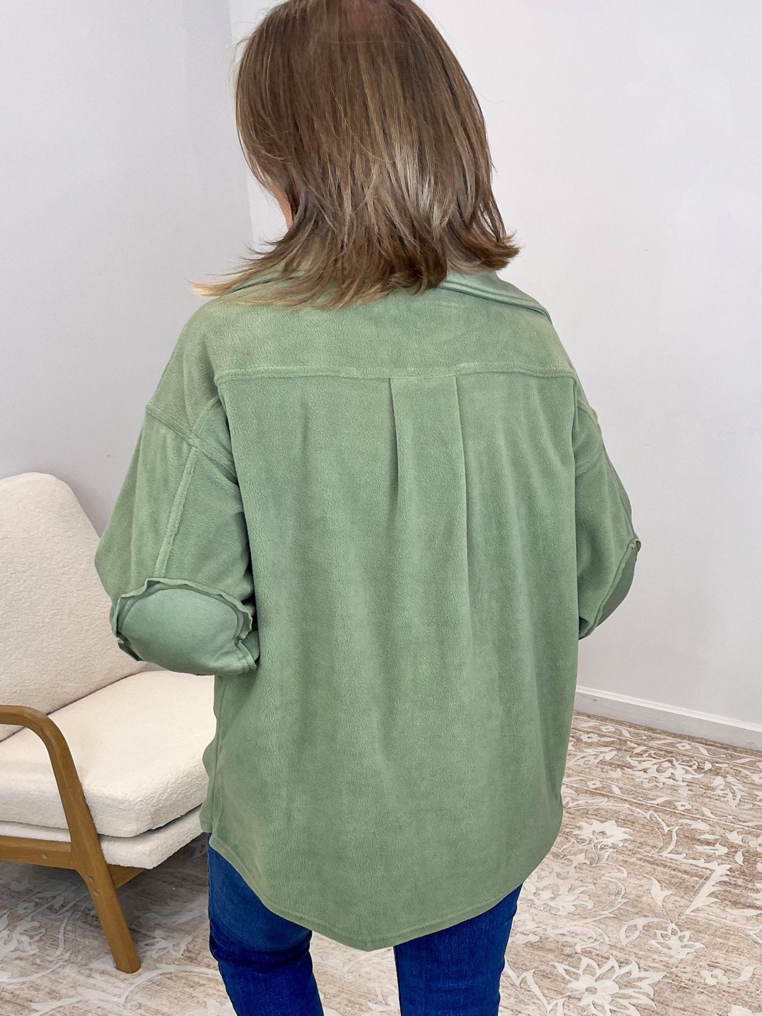 Cozy Cabin Fleece Oversized Shacket - Light Olive - Lavender Hills BeautyZenanaQJ - 40000Y - LTOLV - S