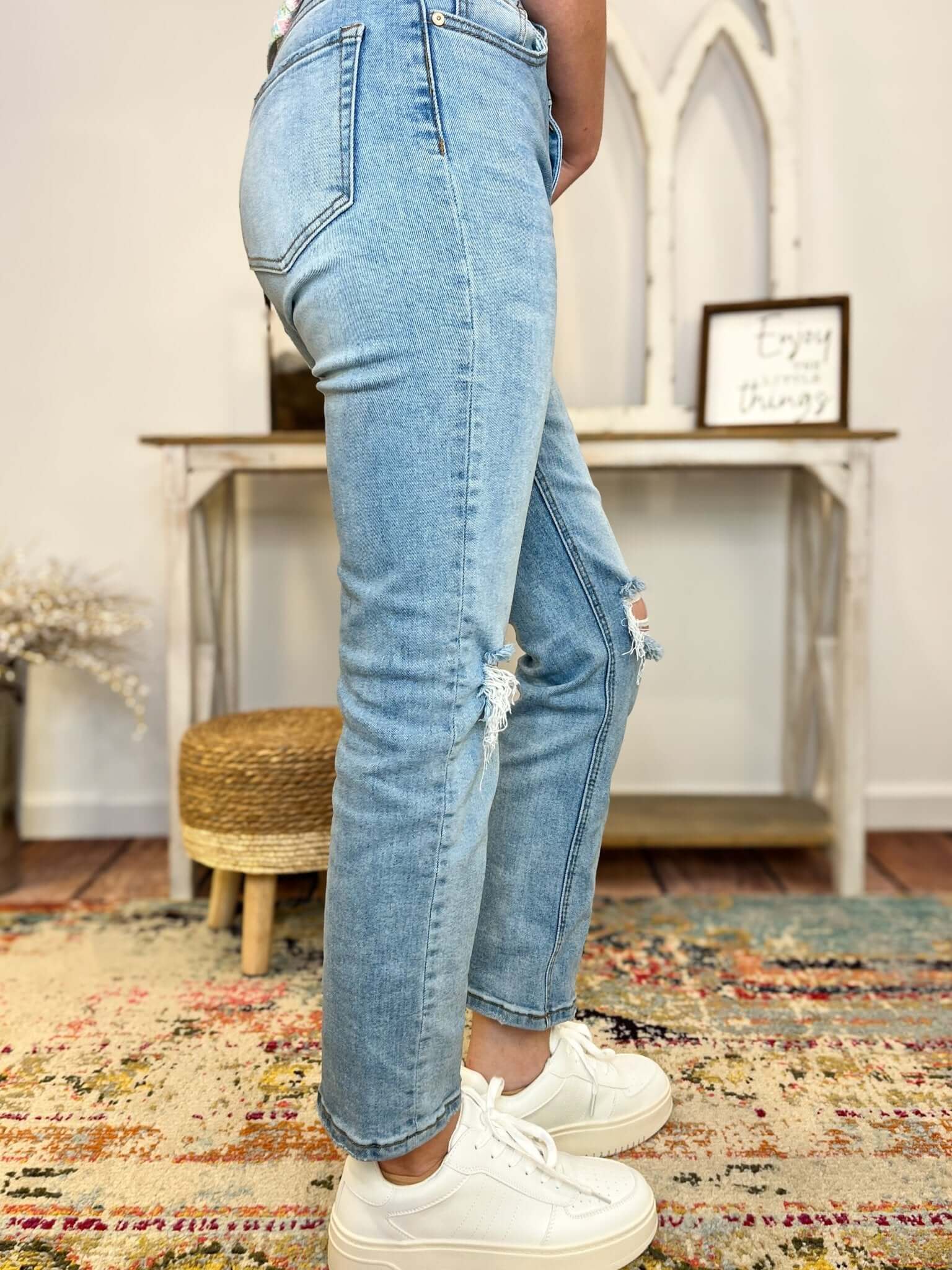 Distressed Straight Crop Jean - Lavender Hills BeautyZenanaDHP - 9505MM - 25