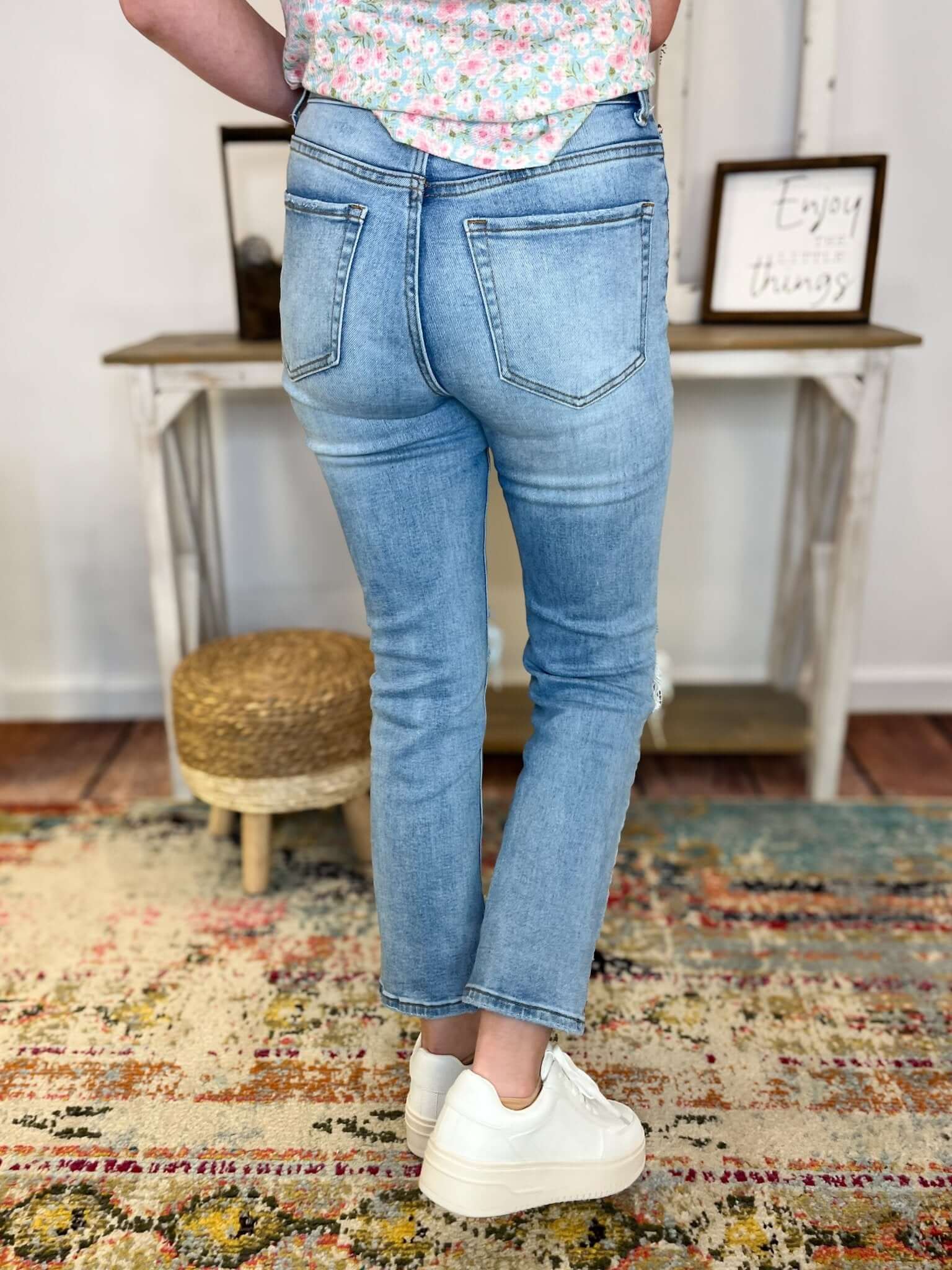 Distressed Straight Crop Jean - Lavender Hills BeautyZenanaDHP - 9505MM - 25