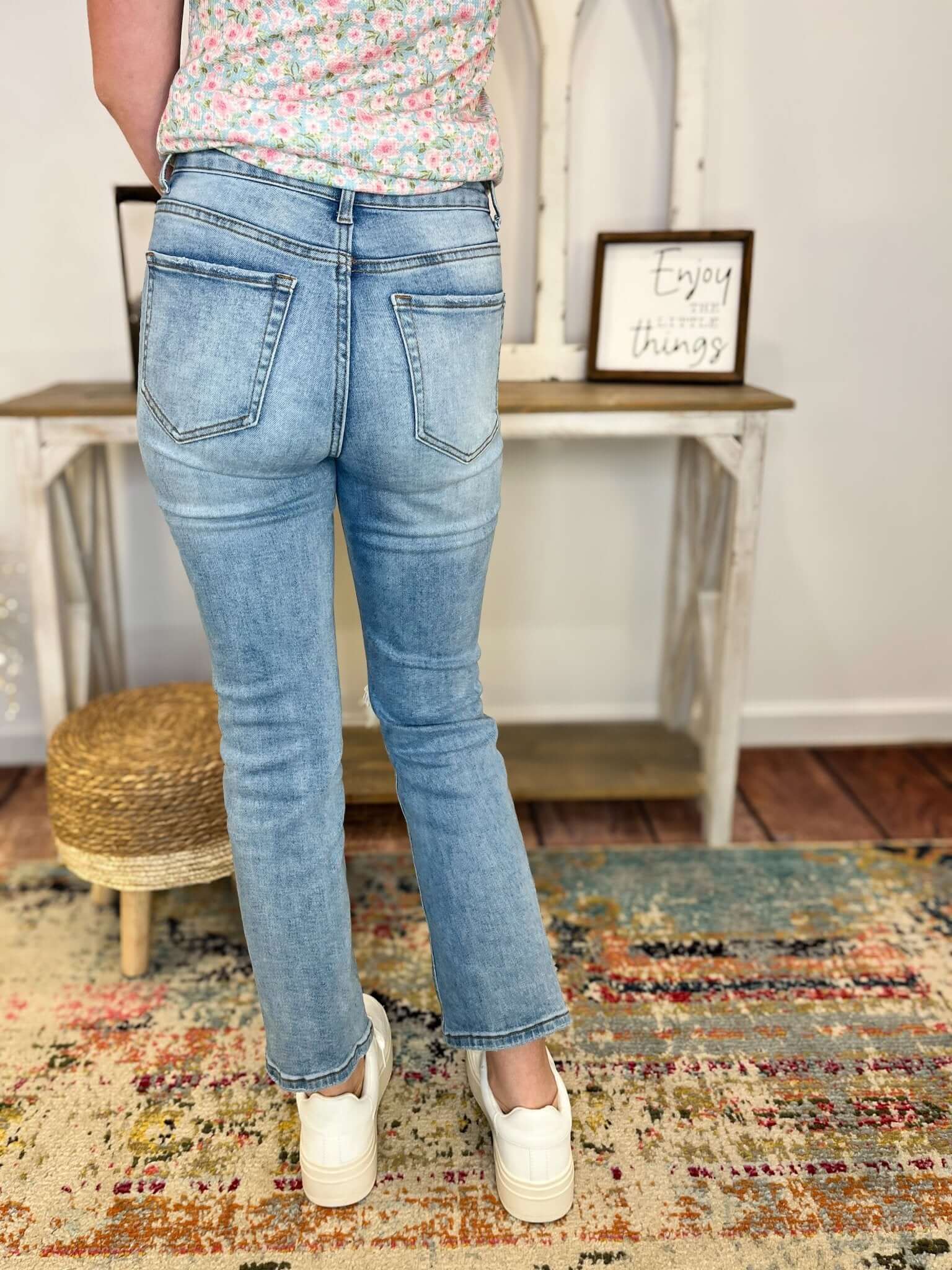 Distressed Straight Crop Jean - Lavender Hills BeautyZenanaDHP - 9505MM - 25