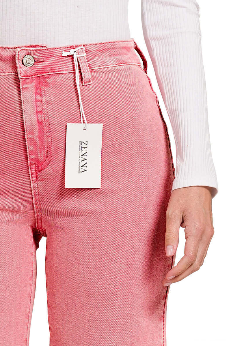 Acid Washed Cropped Straight Wide Pants Zenana