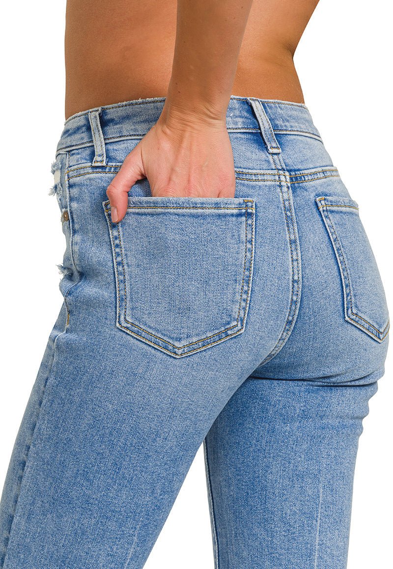 Jax High - Rise Kick Crop Flare Jeans - Lavender Hills BeautyZenanaDNP-1646MM-25