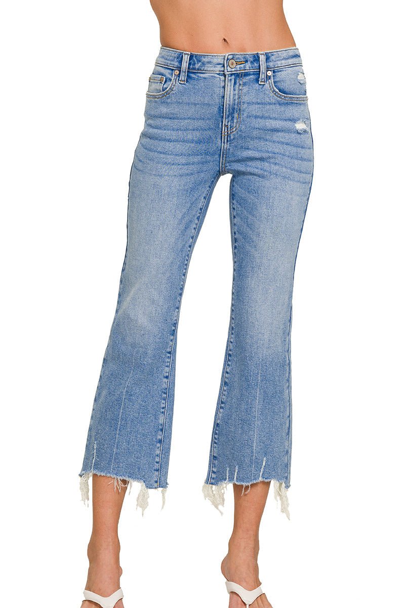 Jax High - Rise Kick Crop Flare Jeans - Lavender Hills BeautyZenanaDNP-1646MM-25