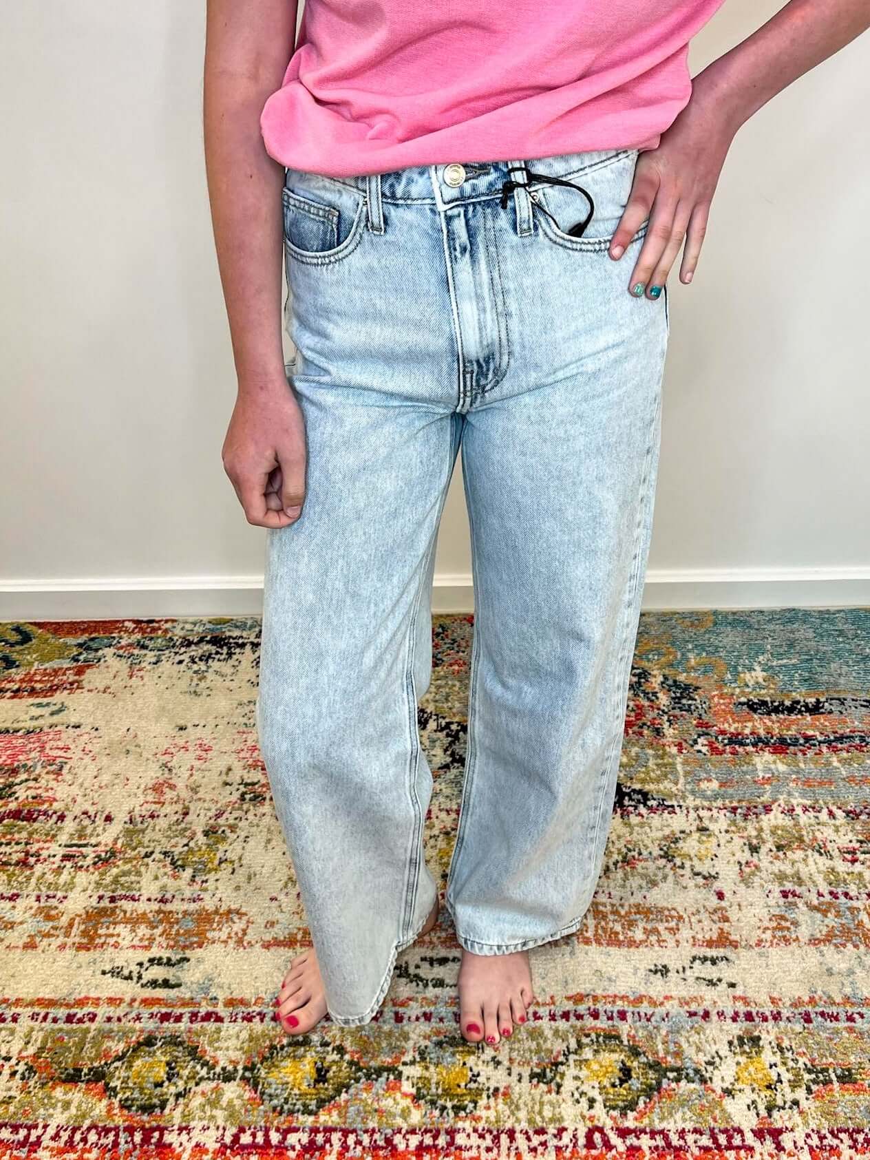 Sara High Waist Wide Leg Straight Jean - Light Wash - Lavender Hills BeautyZenanaDTP-1973LL-25